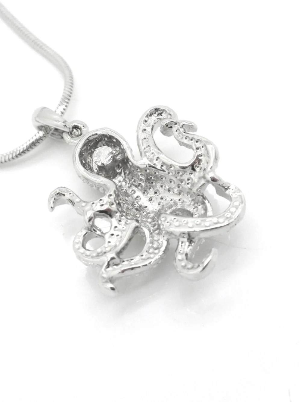 Octopus Swarovski Crystal Element White Gold Plated Necklace